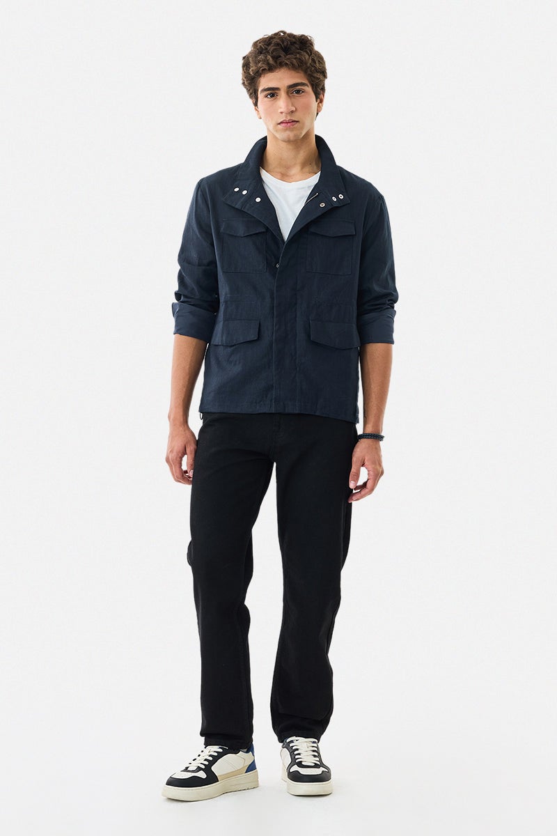 SNITCH Linen Blend Snap Button Jacket - Image 2